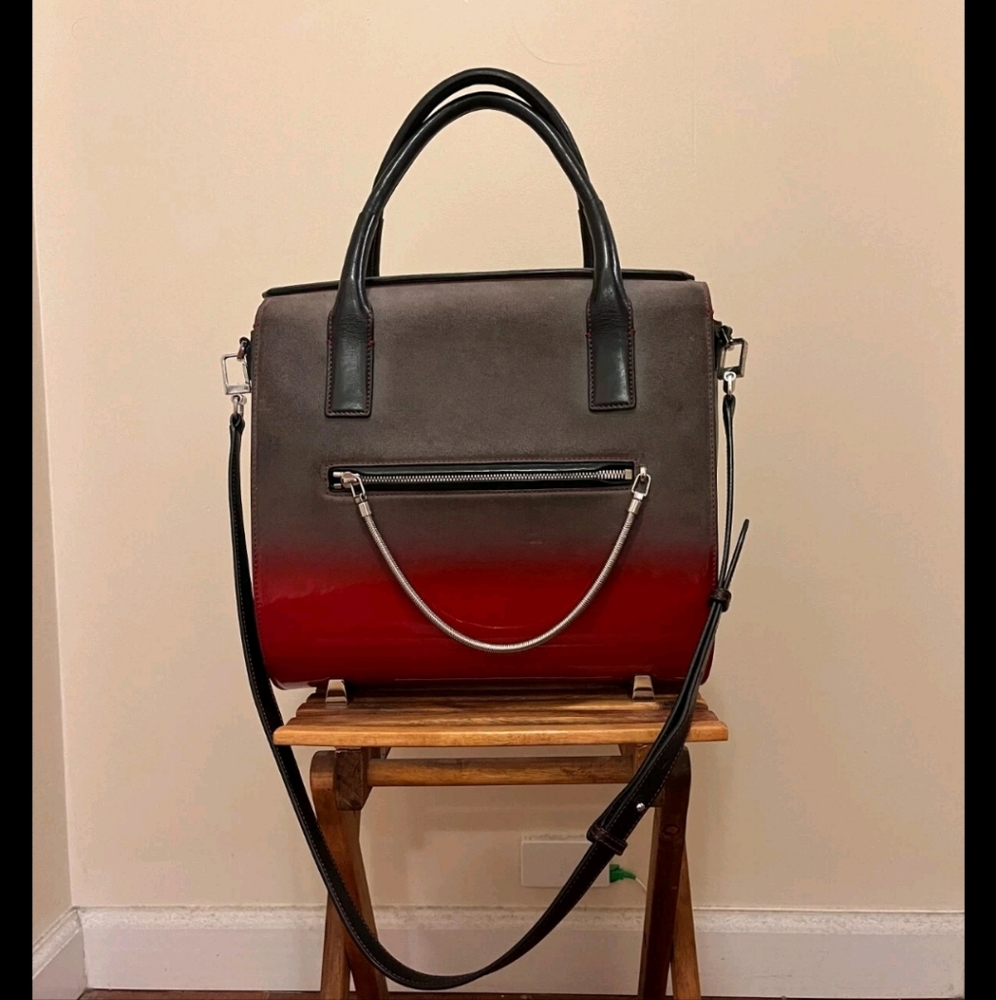 Alexander Wang Gray, Black & Red Ombre Satchel Leather Handbag